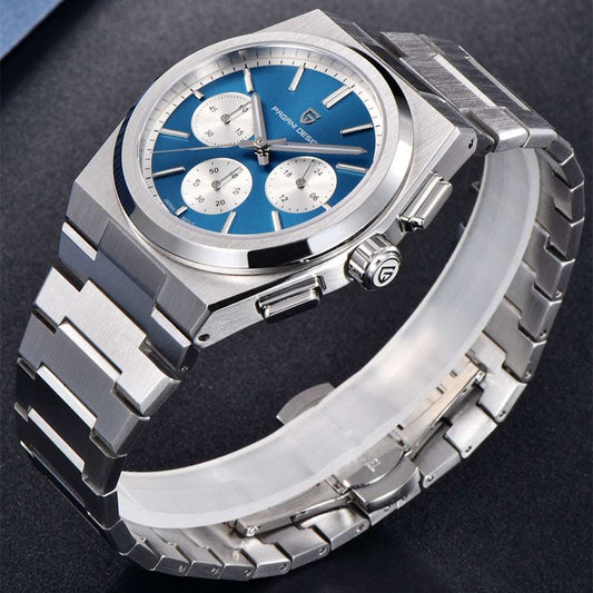 Mens Fashion Blue Quartz Waterproof Chronograph Watch - globaltradeleader