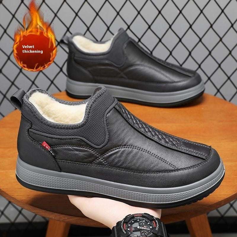 Winter Warm Fleece Snow Boots Round-toed Platform Ankle Boot Fashion Simple Non-slip Flat Cotton Shoes Men - globaltradeleader