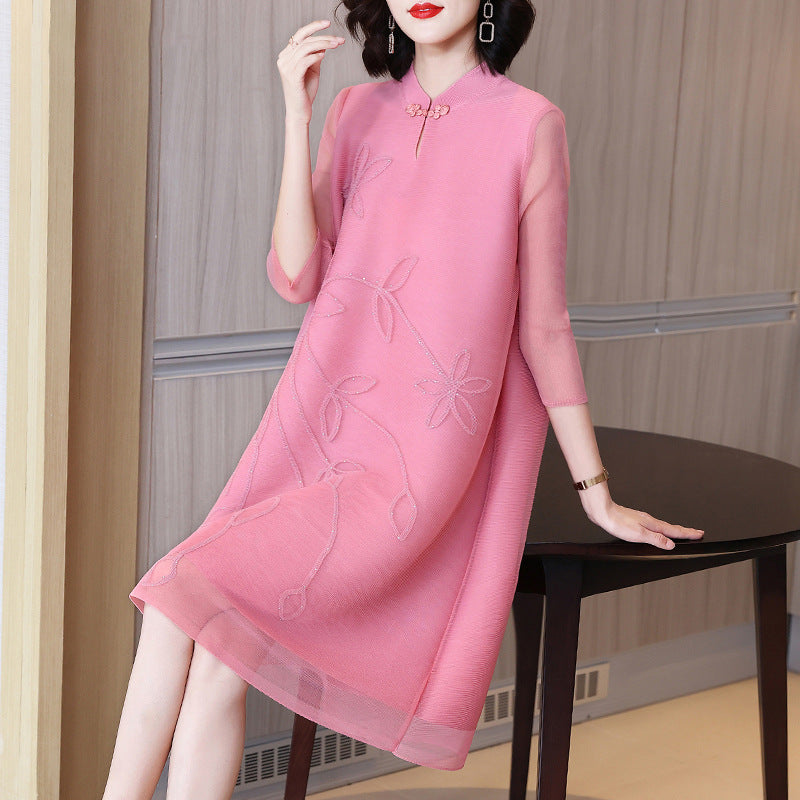 Women's Chinese Style Double Layer Mesh Dress