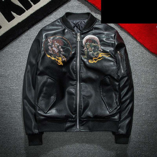 Baseball Collar PU Leather Bomber Couple Jacket