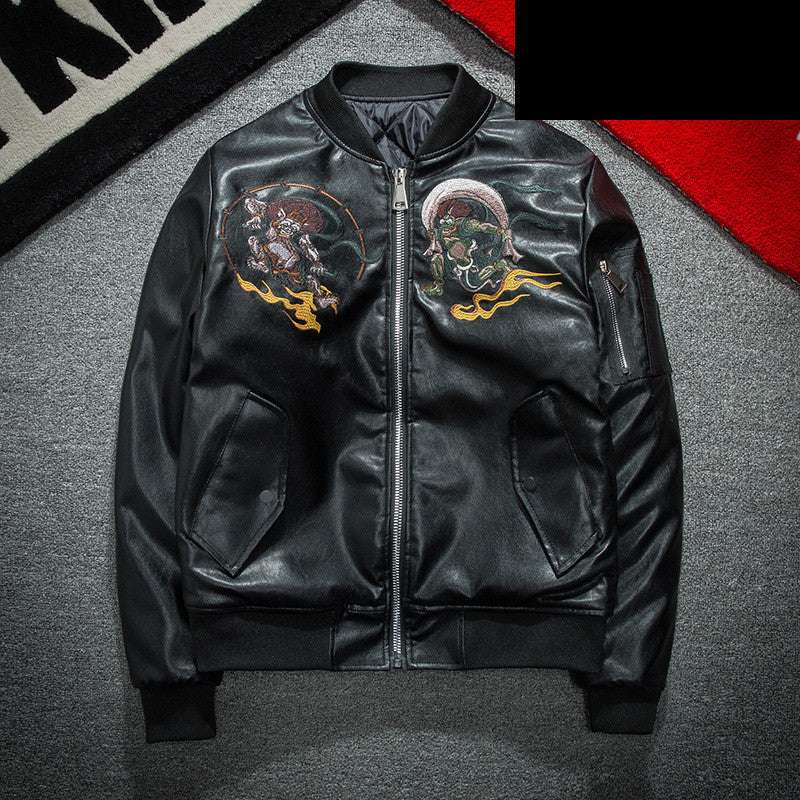 Baseball Collar PU Leather Bomber Couple Jacket