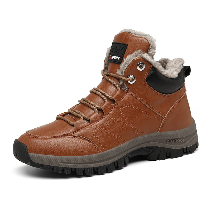 Winter Boots For Men Warm Leather Shoes With Plush - globaltradeleader