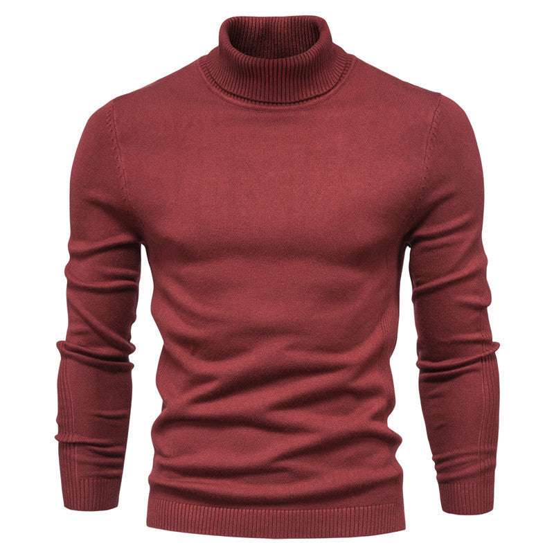 Men's Solid Color Slim Pullover Turtleneck Sweater Winter Casual Tops Clothing - globaltradeleader