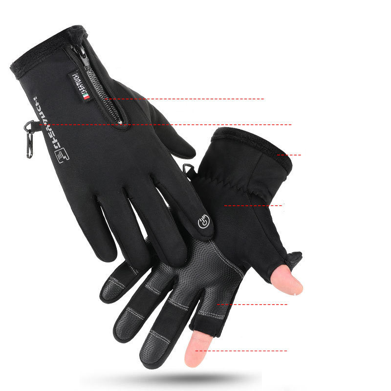 Cycling Leaking Two-finger Outdoor Sports Thickened Fishing Gloves