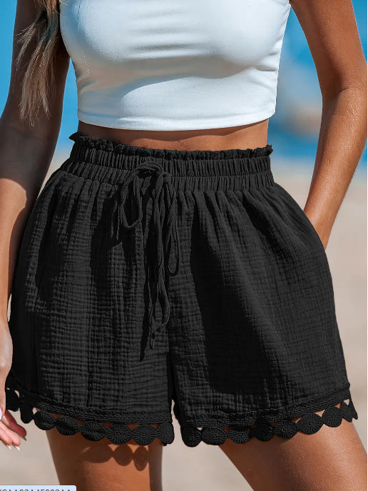 Women's Fashion Lace Beach Casual Loose Lace-up Shorts - globaltradeleader