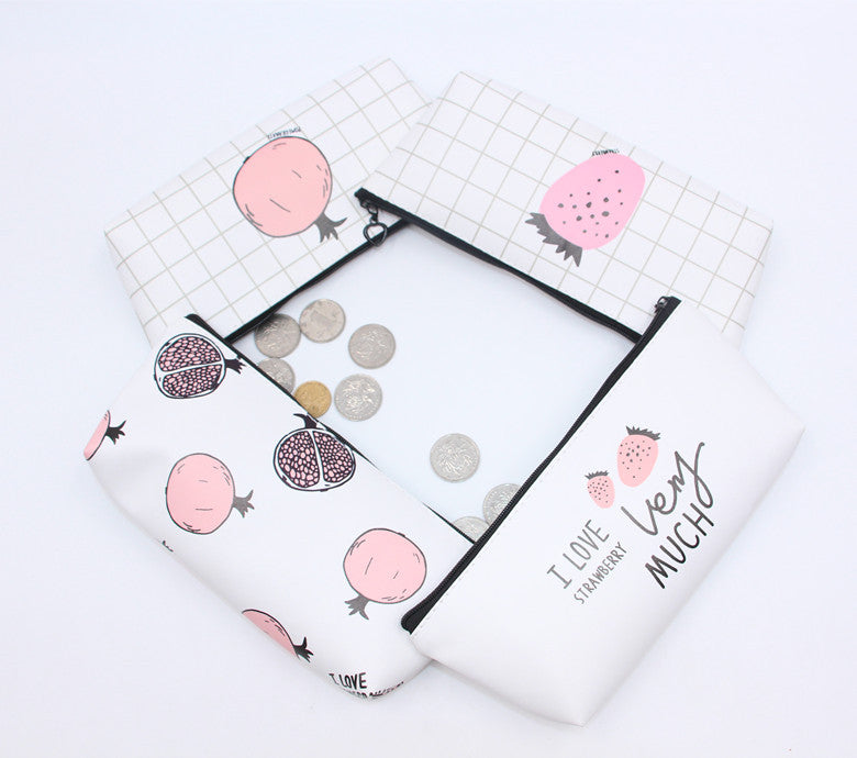 Creative PU Zipper Pencil Case Stationery Bag Stationery Box