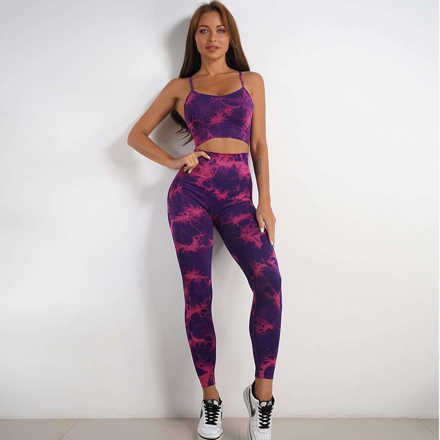 Women's New Knitted Tie-dye Yoga Suit