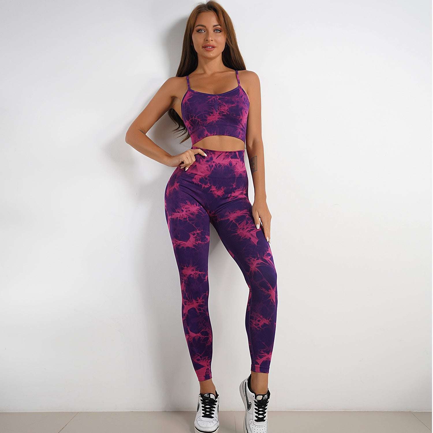 Women's New Knitted Tie-dye Yoga Suit