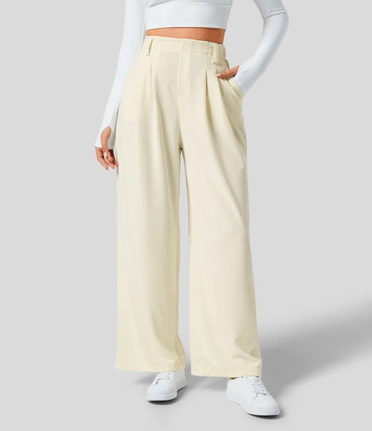 High Waist Straight Loose-fit Tappered Trousers Casual Simple - globaltradeleader