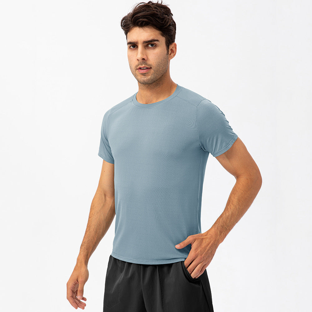 Men's Loose Running Quick Drying Clothes Round Neck T-shirt Sweat-absorbent Breathable Fitness Sports Casual Short Sleeve Clothes - globaltradeleader