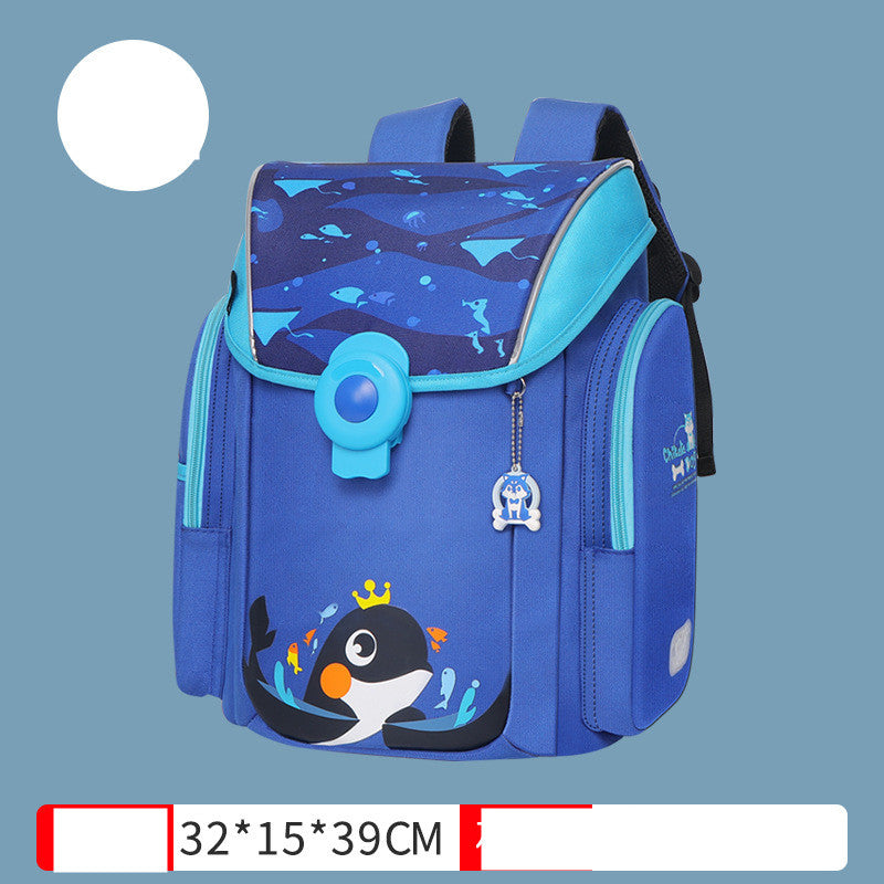 Primary School Students Backpack With Magnetic Buckle And Ridge Protection