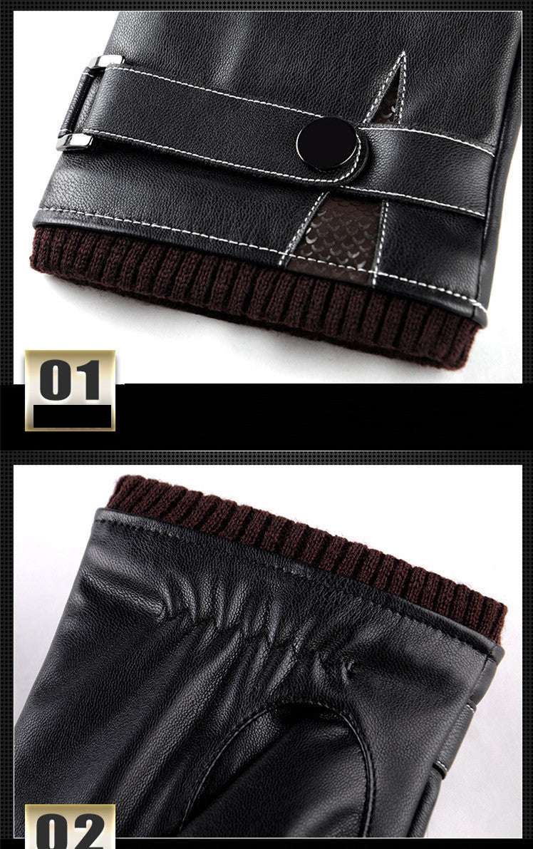 Men's Autumn And Winter Leather Touchpad Sensible Gloves Wool Warm - globaltradeleader