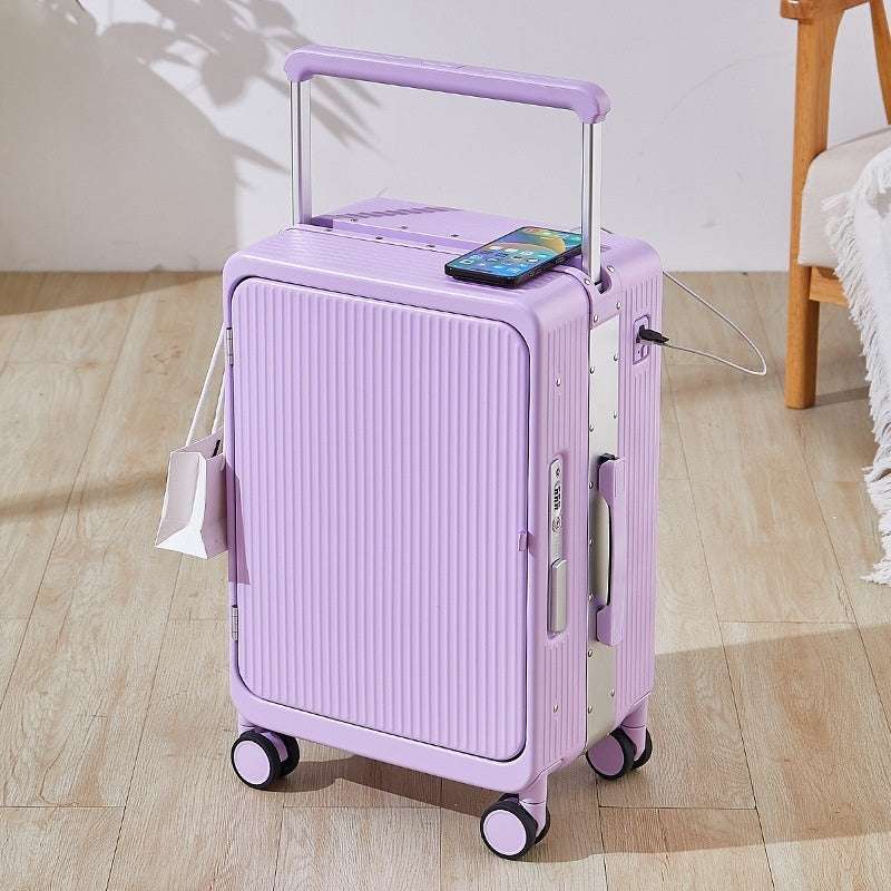 Multifunctional USB Charging Trolley Case Front Fastening Wide Trolley Universal Wheel 20-inch Boarding - globaltradeleader
