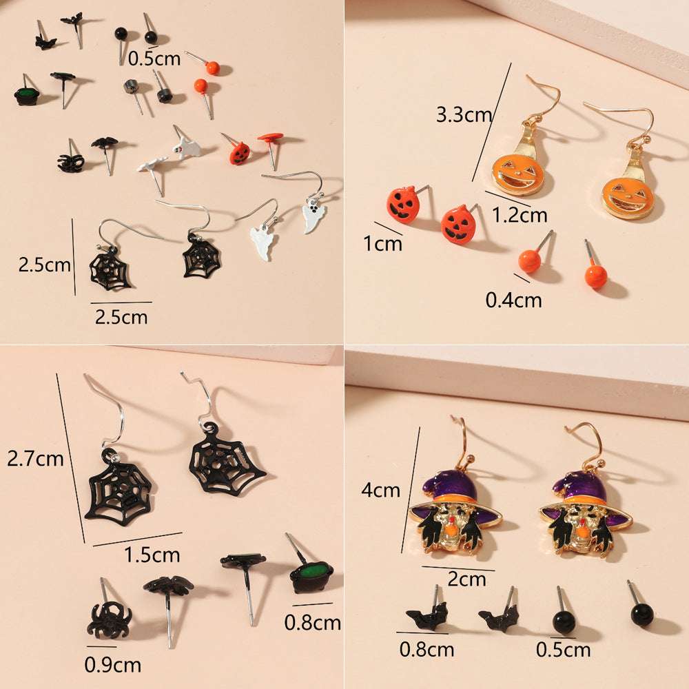Spider Web Skull Earrings Halloween Gothic