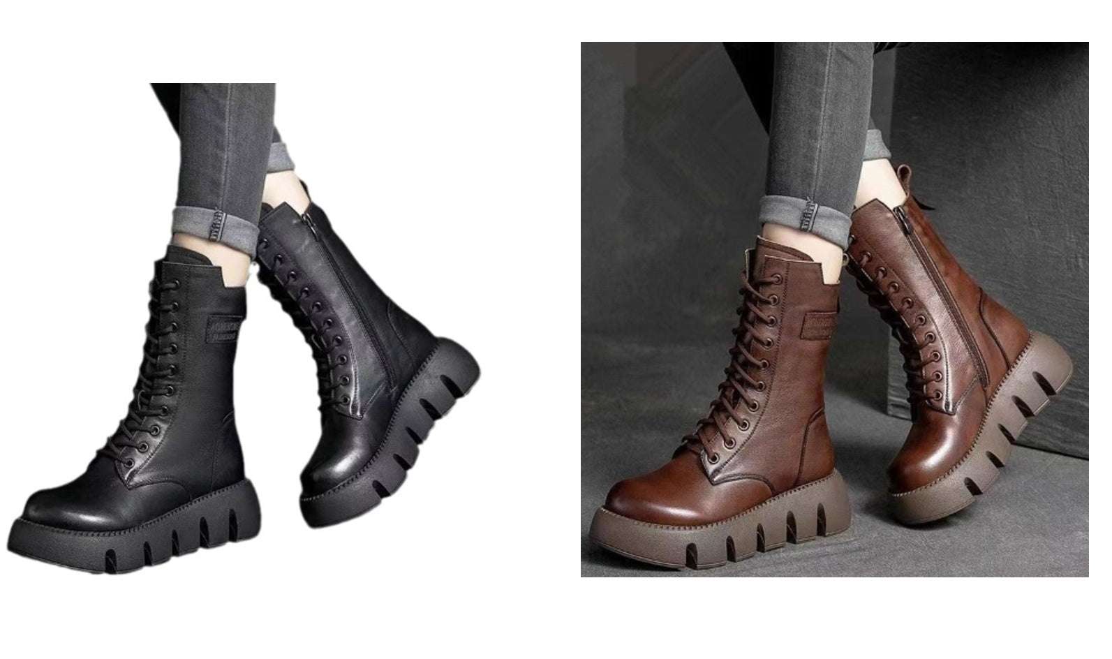 Retro Boots For Women Lace-up Shoes Autumn And Winter Versatile High Top Buckle British Boots - globaltradeleader