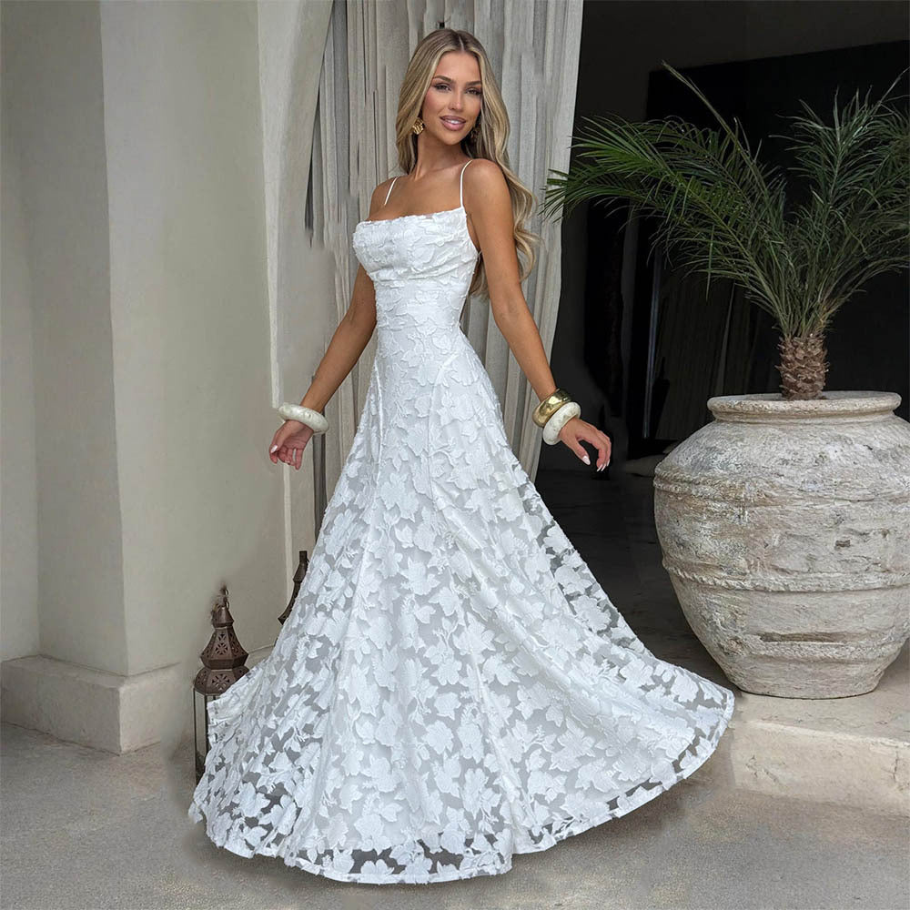 Summer Women's Sexy Sling Chiffon Elegant Backless Dress - globaltradeleader