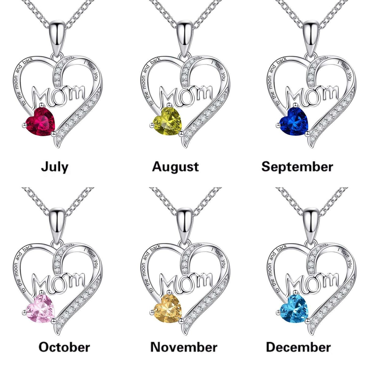 Mom Heart-shaped Diamond-studded Necklace Mother's Day Gift Necklace