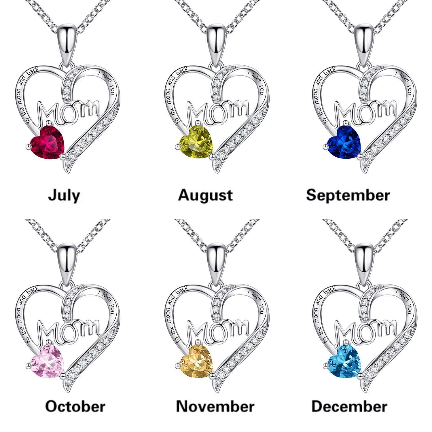 Mom Heart-shaped Diamond-studded Necklace Mother's Day Gift Necklace