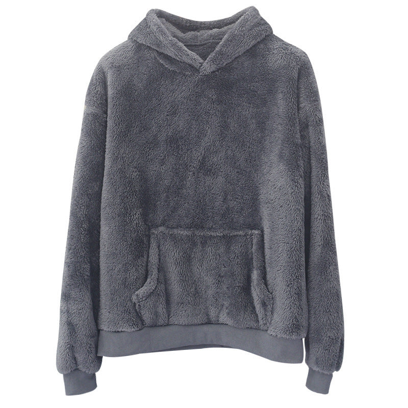 Double-sided Velvet Hooded Sweater Men's Plush Sweatshirt With Pockets - globaltradeleader