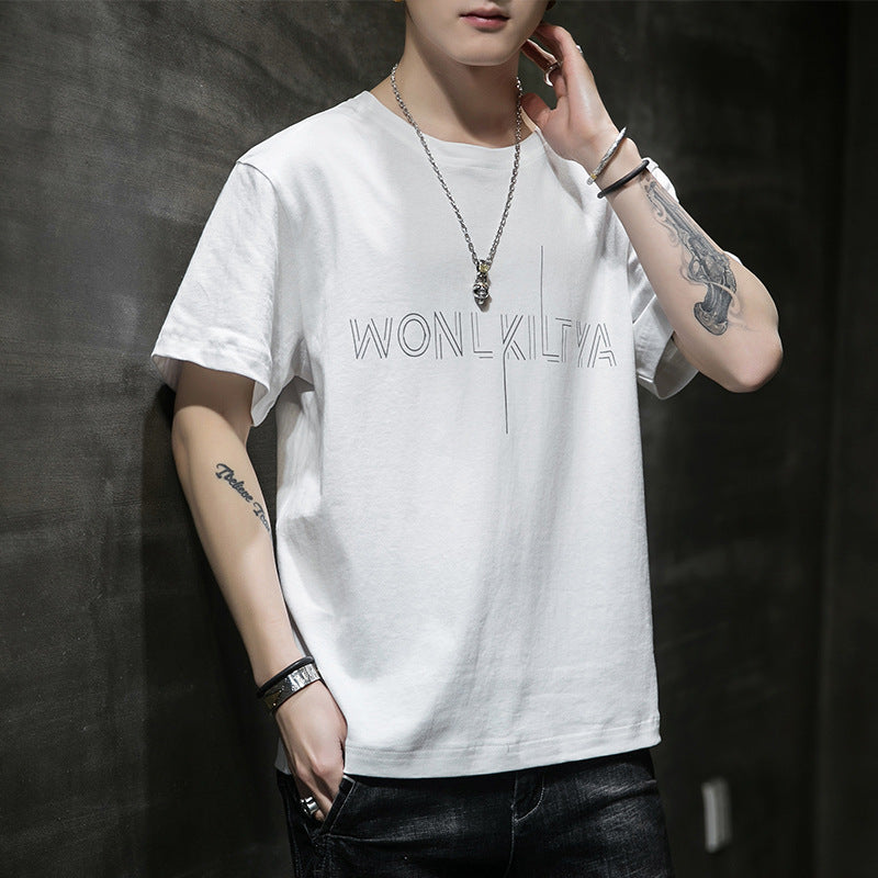 Letter printed men's short sleeve T-shirt - globaltradeleader