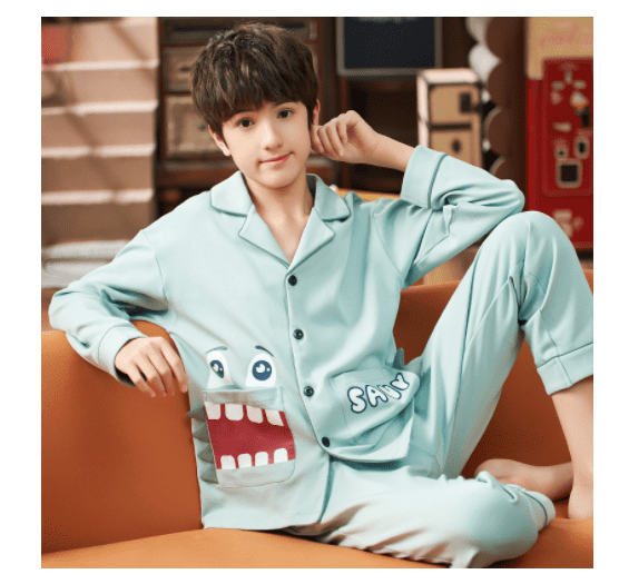 Spring And Autumn Cotton Long Sleeved Cardigan Children's Pajamas