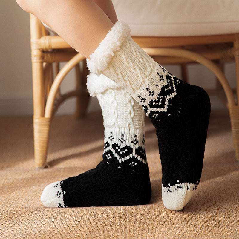 Love Knitted Plush Floor Socks Winter Warm Non-slip Carpet Socks Christmas Home Women - globaltradeleader
