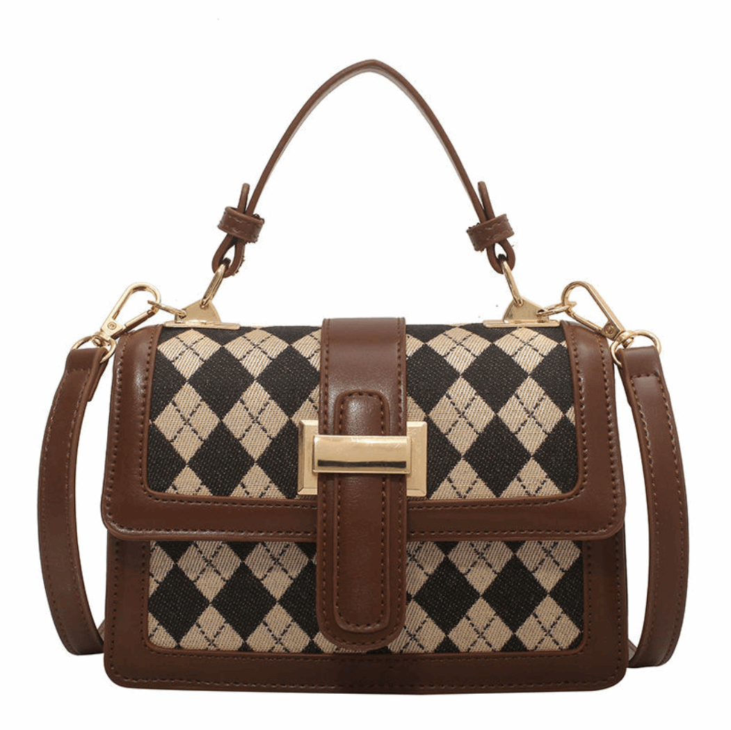 Houndstooth Small Shoulder Messenger Bag College Students Portable Large Capacity