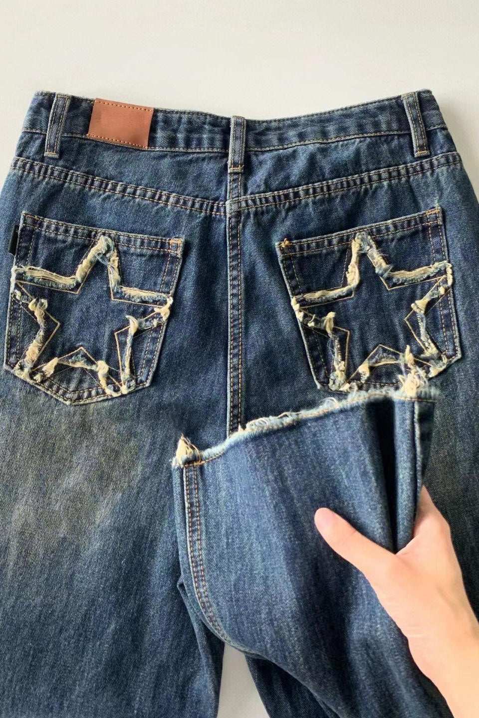 American Style Retro Rough Hem Micro Flare Jeans