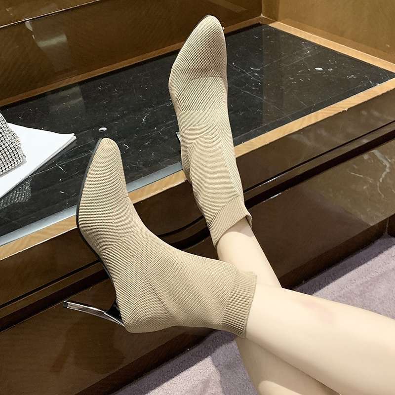 Pointed Toe Boots Women Sock Shoes - globaltradeleader