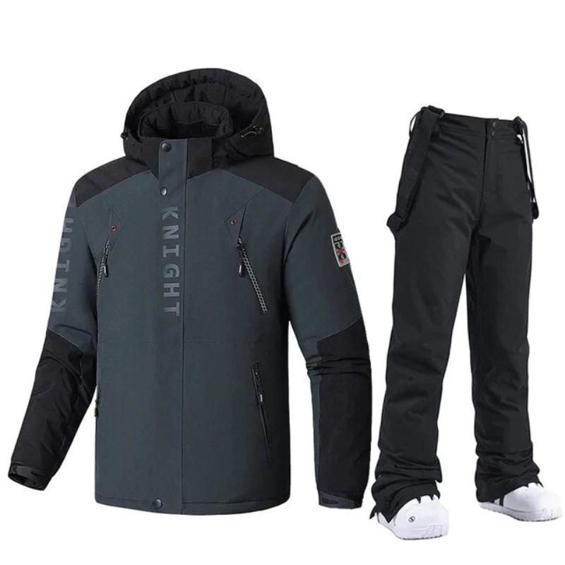 Men's Padded And Thickened Colour Blocking Fatigue Cotton Jacket Pants Set - globaltradeleader