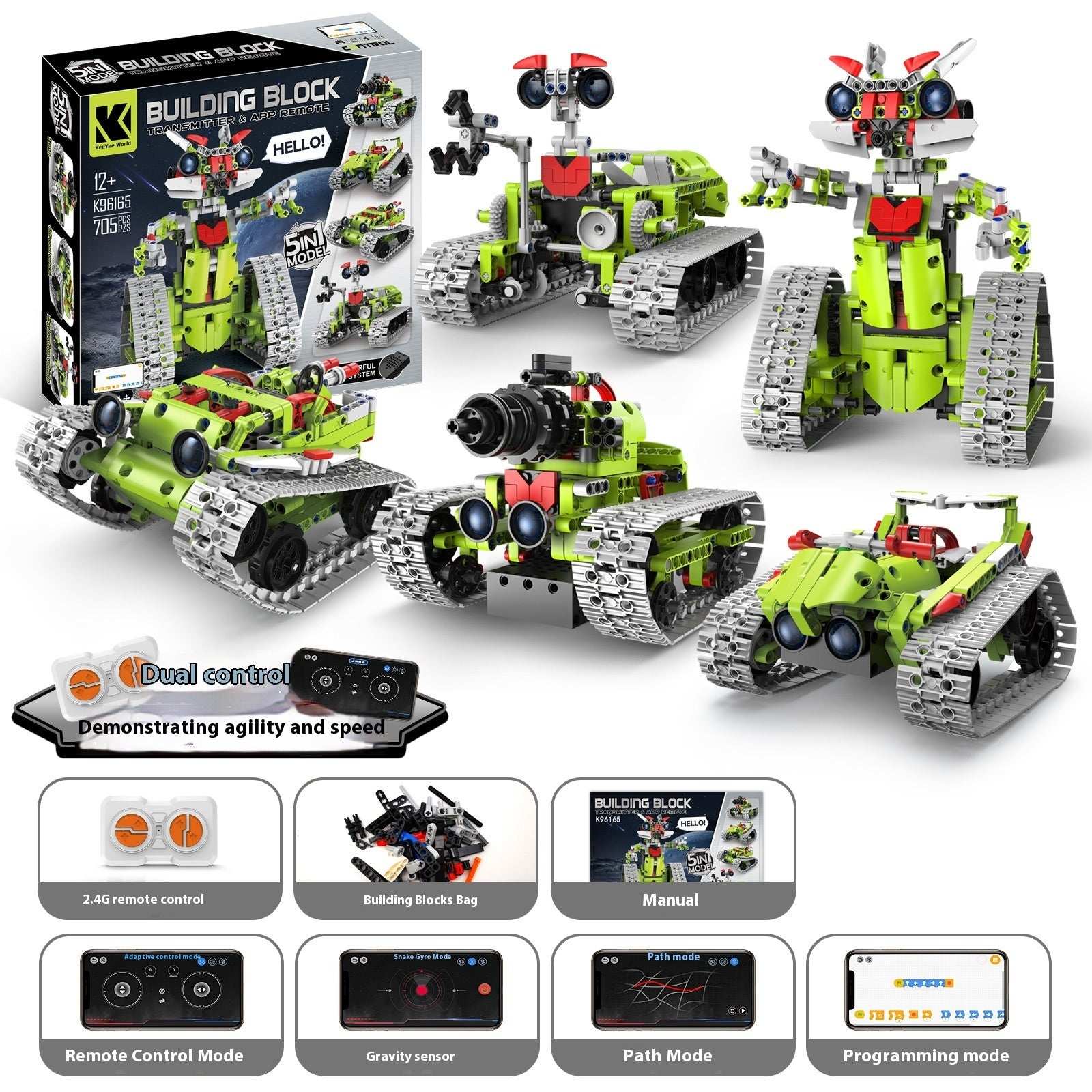Programming Robot Electric Building Blocks Remote Control Car Toys - globaltradeleader