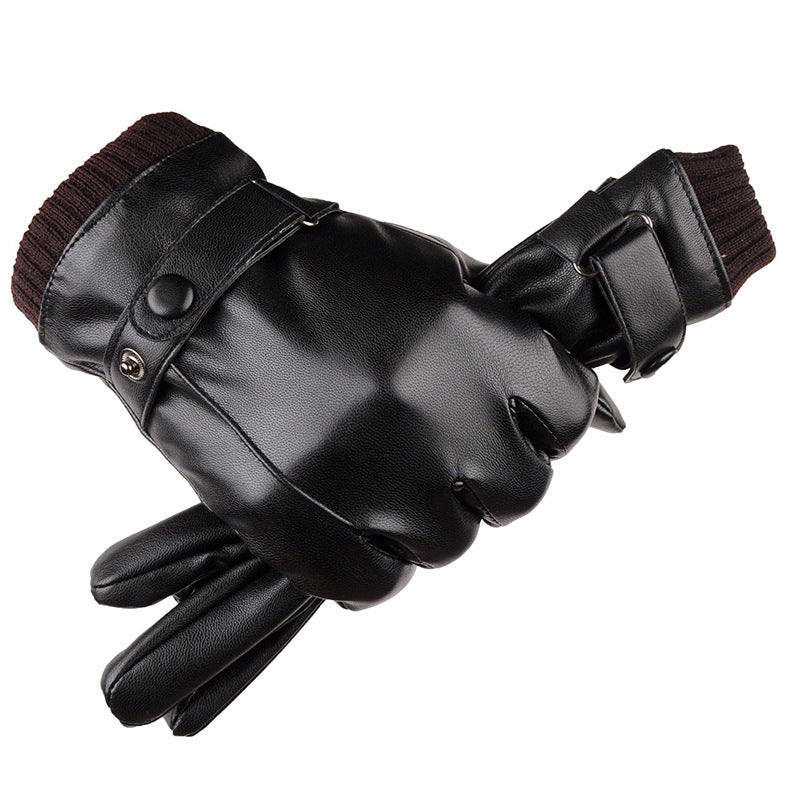 Men's Winter Riding Fleece Padded PU Gloves - globaltradeleader