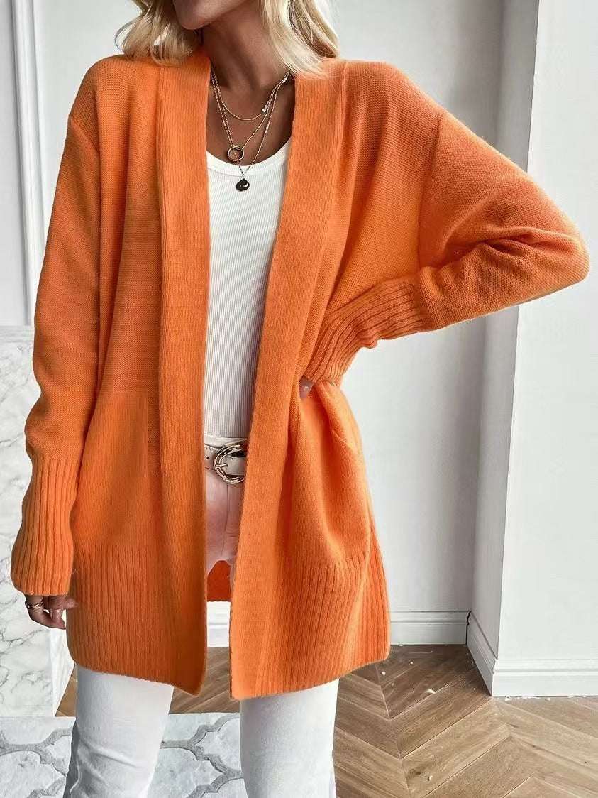 Plus Size Women's Solid Color Knit Casual Simple Cardigan - globaltradeleader