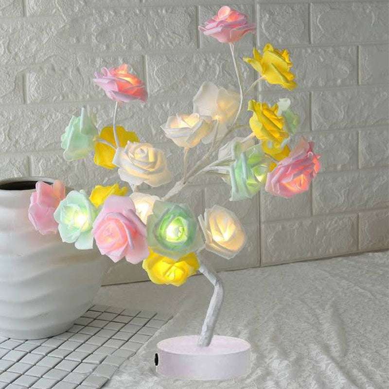 Rose Flower Lamp USB Battery Operated LED Table Lamp Bonsai Tree Night Lights Garland Bedroom Decoration Lights Home Decor - globaltradeleader