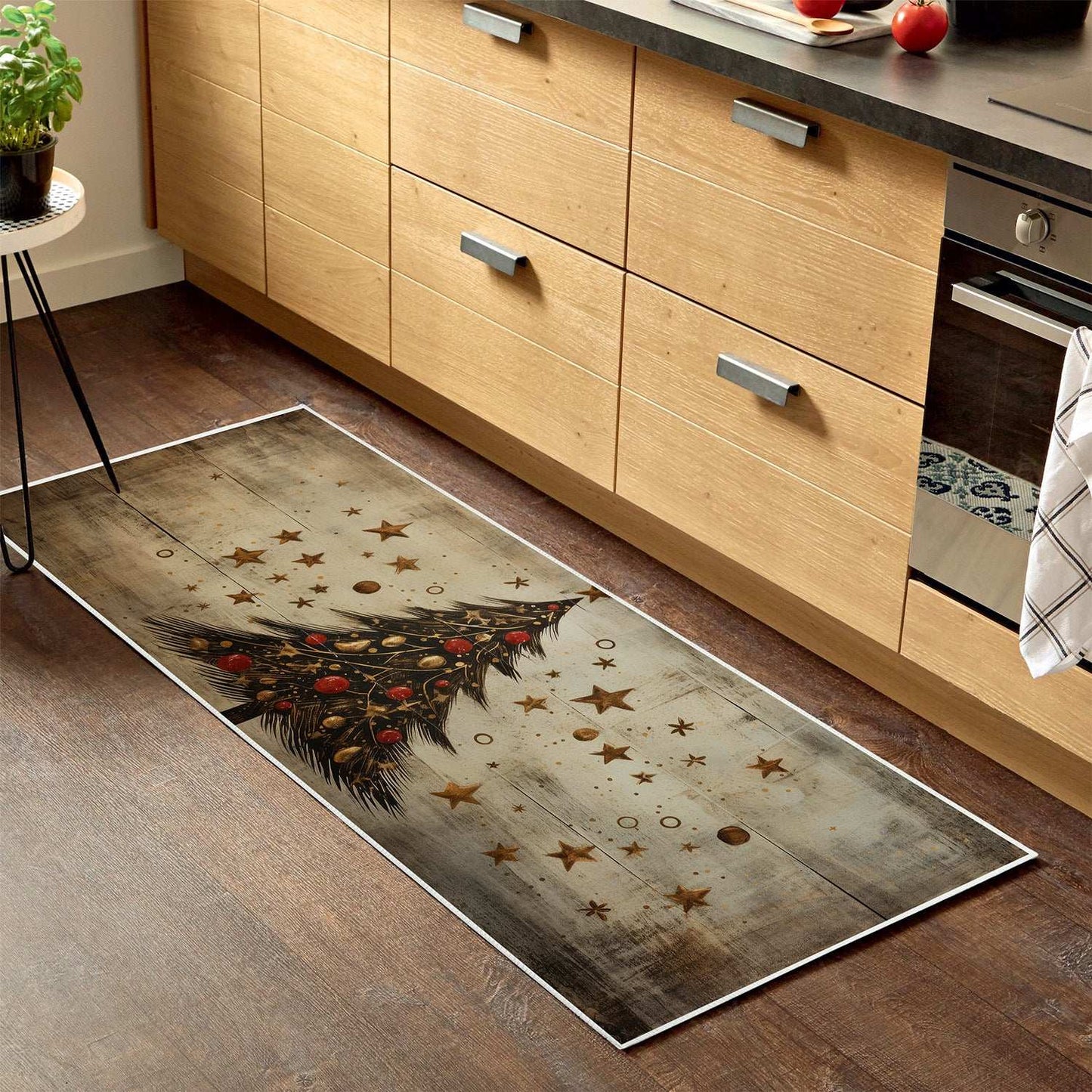 Household Christmas Tree Printing Kitchen Non-slip Mat