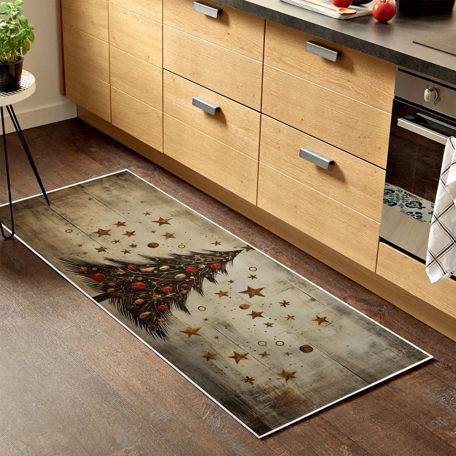 Household Christmas Tree Printing Kitchen Non-slip Mat