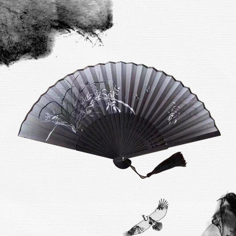 Folding Fan Bamboo Ancient Style Han Chinese Clothing Chinese Style Small Fan