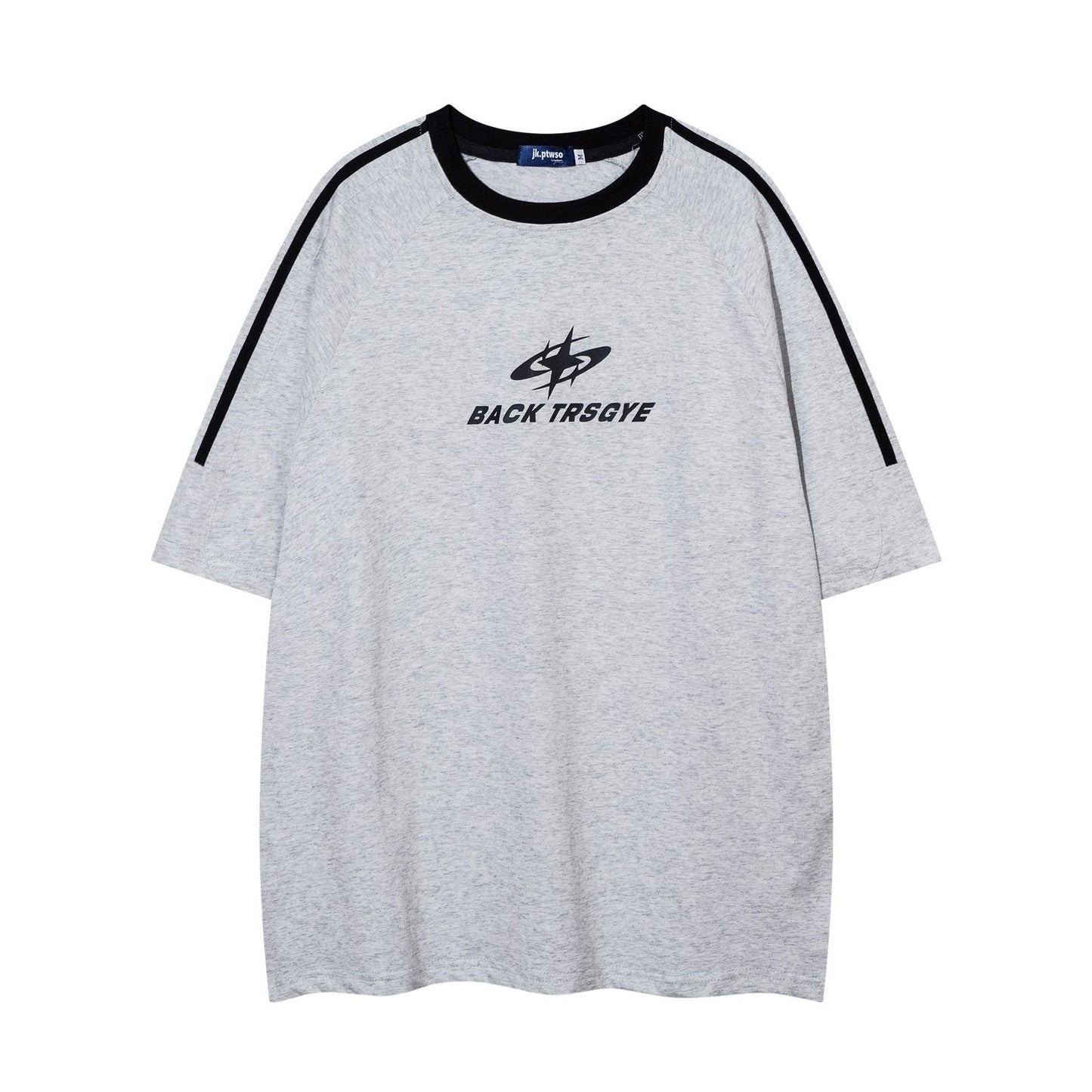 Patchwork Stripes T-shirt Short-sleeved Cotton Sports Top Men - globaltradeleader