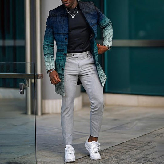 Men's Woolen Stand Collar Mid-length Trench Coat - globaltradeleader