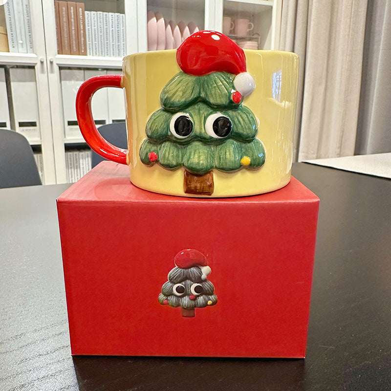 Hand-painted 3D Cute Christmas Tree-shaped Water Cup Mug - globaltradeleader