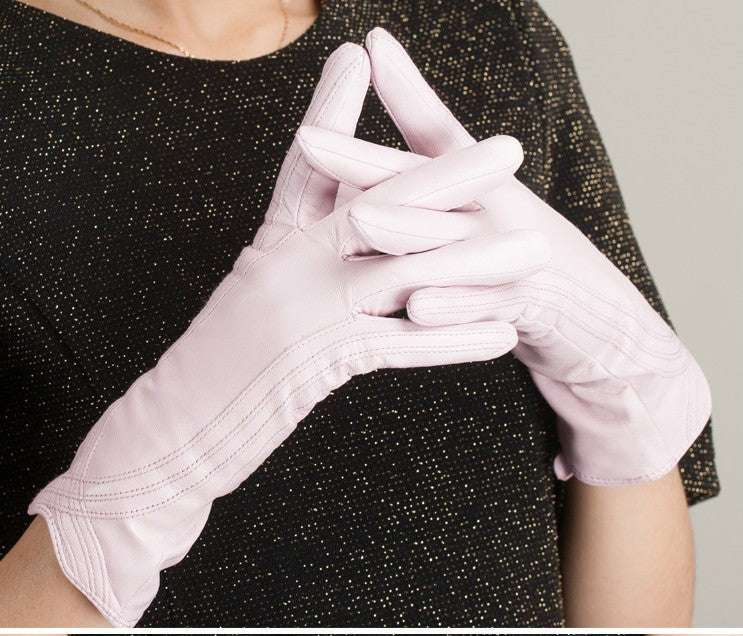 Women's Fashion Winter Warm Gloves Real Lamb Leather Handmade Curve Sheepskin Gloves - globaltradeleader