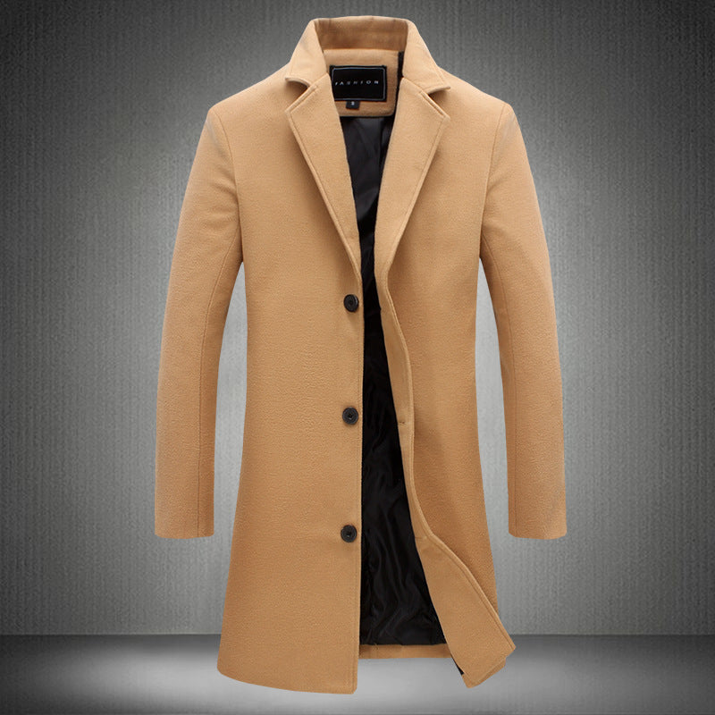 Autumn And Winter New Mens Solid Color Casual Business Woolen Coats - globaltradeleader