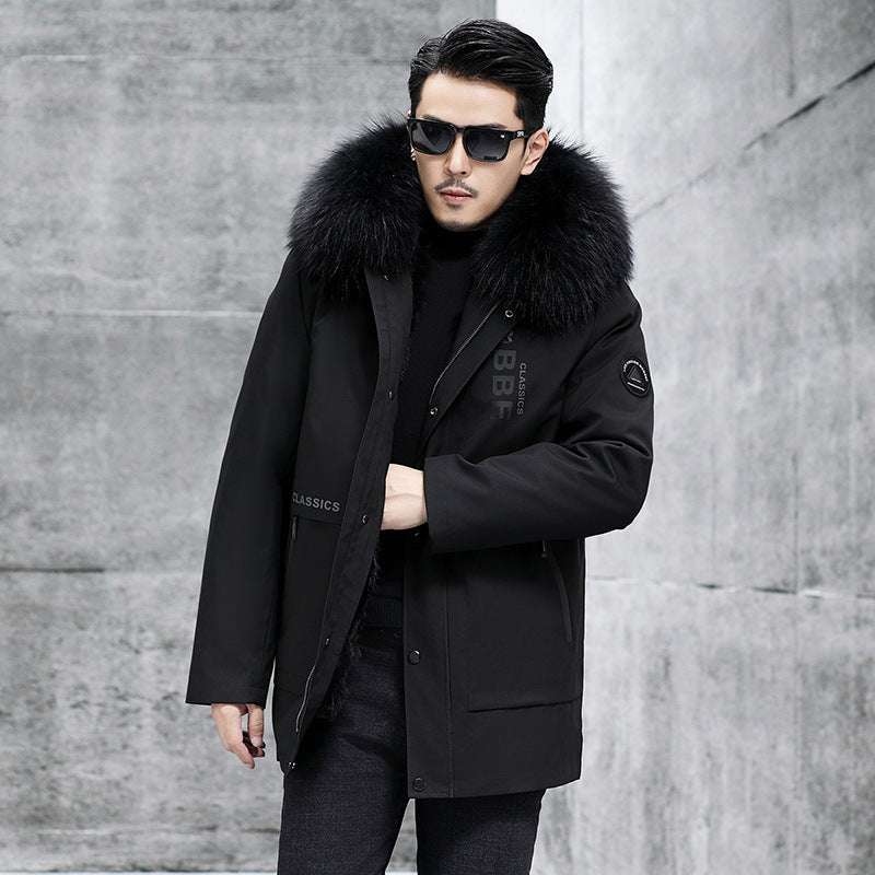 Fox Inner Pot Raccoon Hair Collar Fur Coat - globaltradeleader