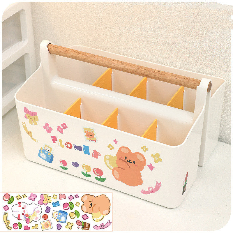 Children's Large Capacity Portable Compartment Pencil Holder Stationery Storage Box