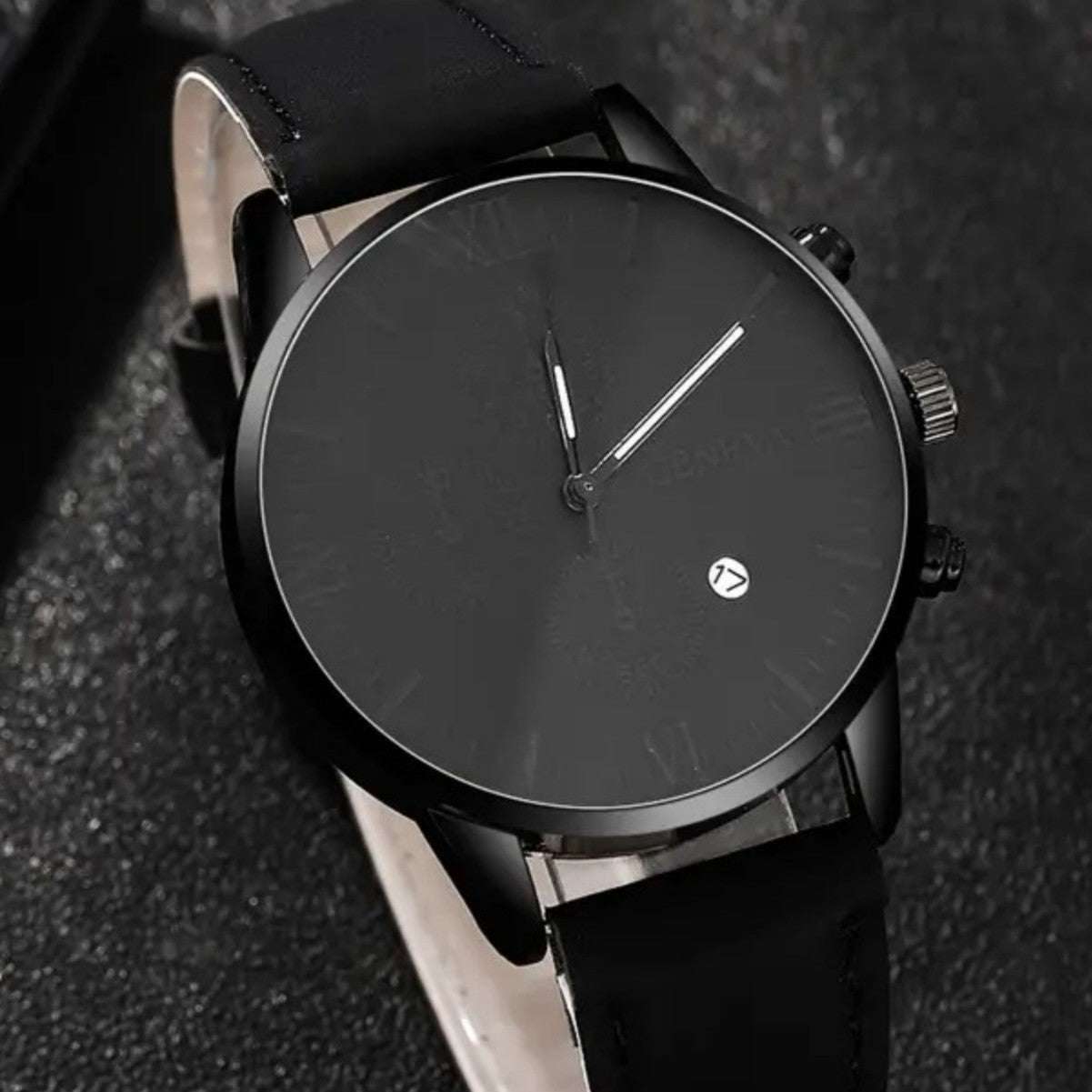 Three Eyes With Calendar Simple Casual Business Men's Quartz Watch Bracelet Suit - globaltradeleader