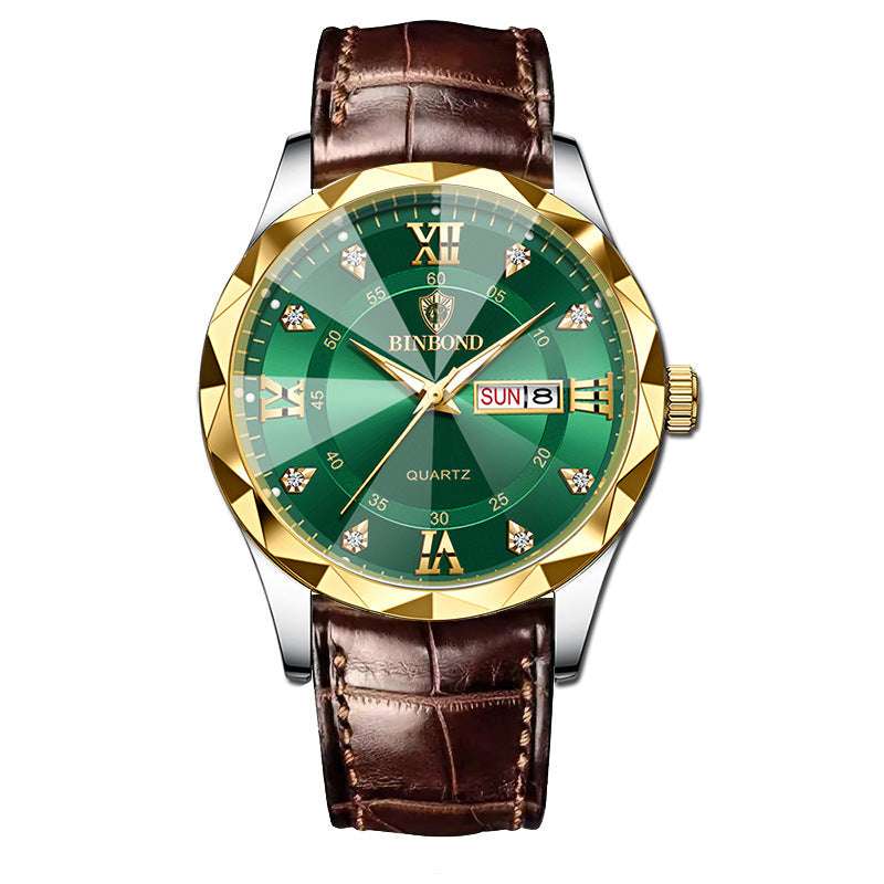 Genuine Leather Men's Waterproof Leisure Fashion Business Men's Student Quartz Watch - globaltradeleader