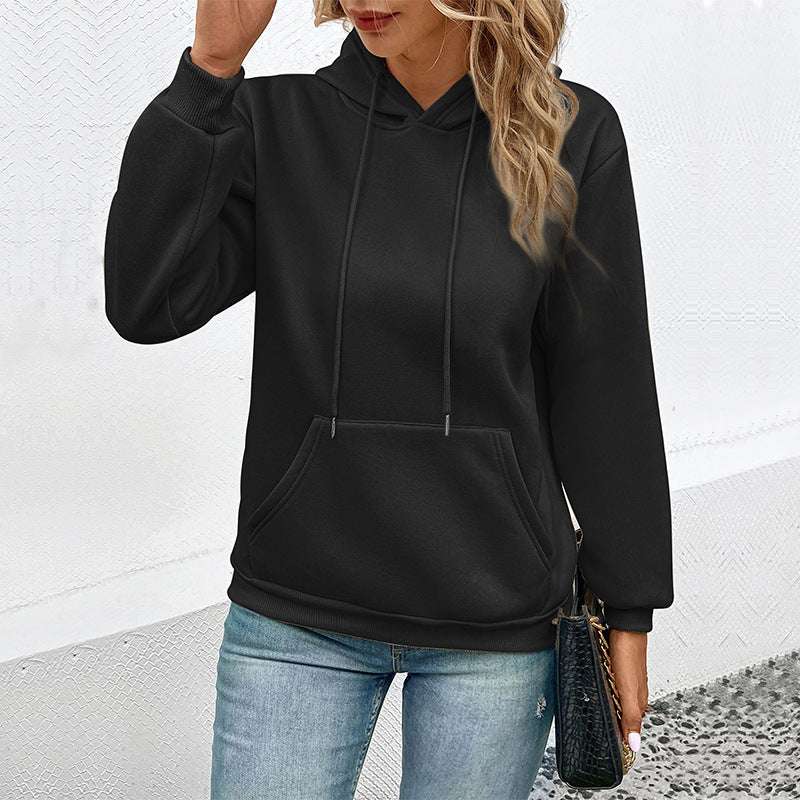 Cross-border Long Sleeve Solid Color Hoodie - globaltradeleader