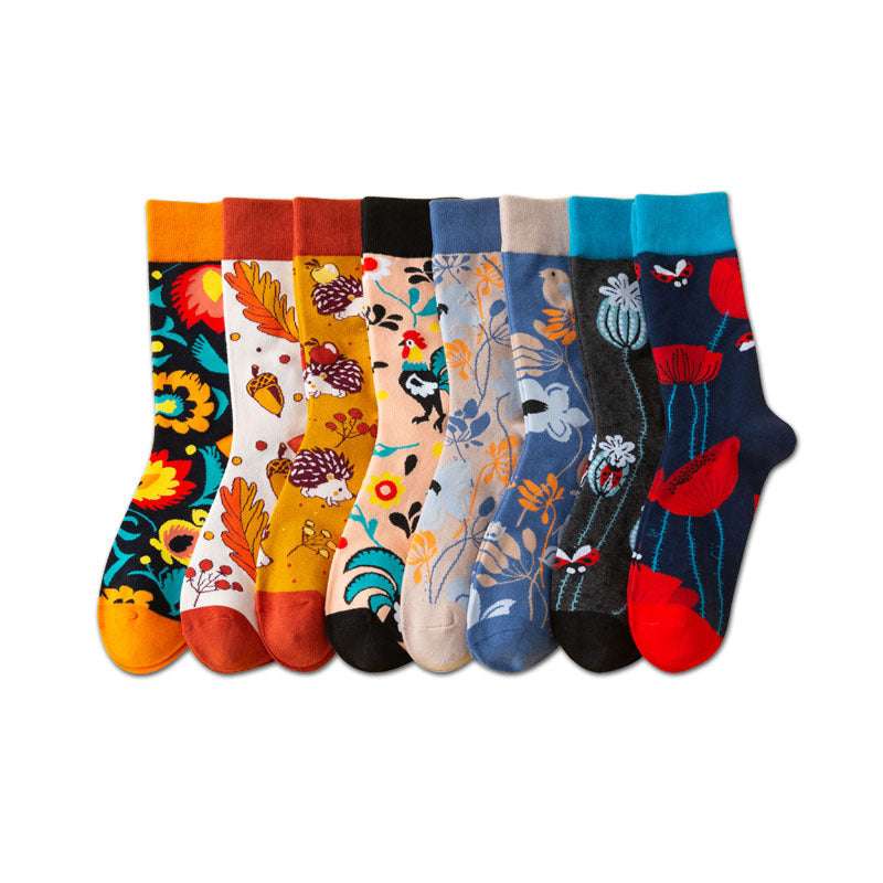 Men's Mid-calf Length Autumn And Winter New Casual Cartoon AB Foot Socks - globaltradeleader