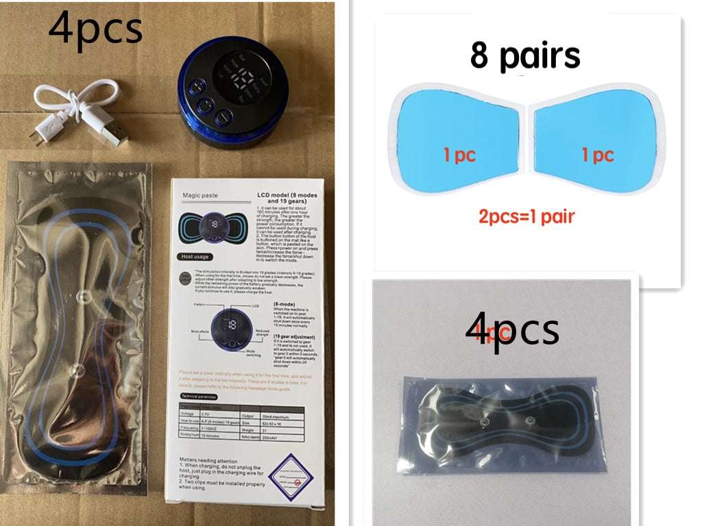 Mini Massage Pad Smart LCD Display Electrotherapy Massager Cervical Spine Waist Back Butterfly Instrument Pocket - globaltradeleader