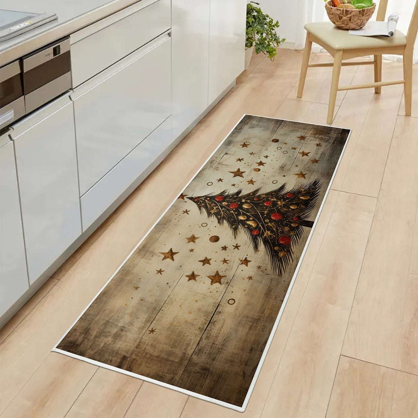 Household Christmas Tree Printing Kitchen Non-slip Mat